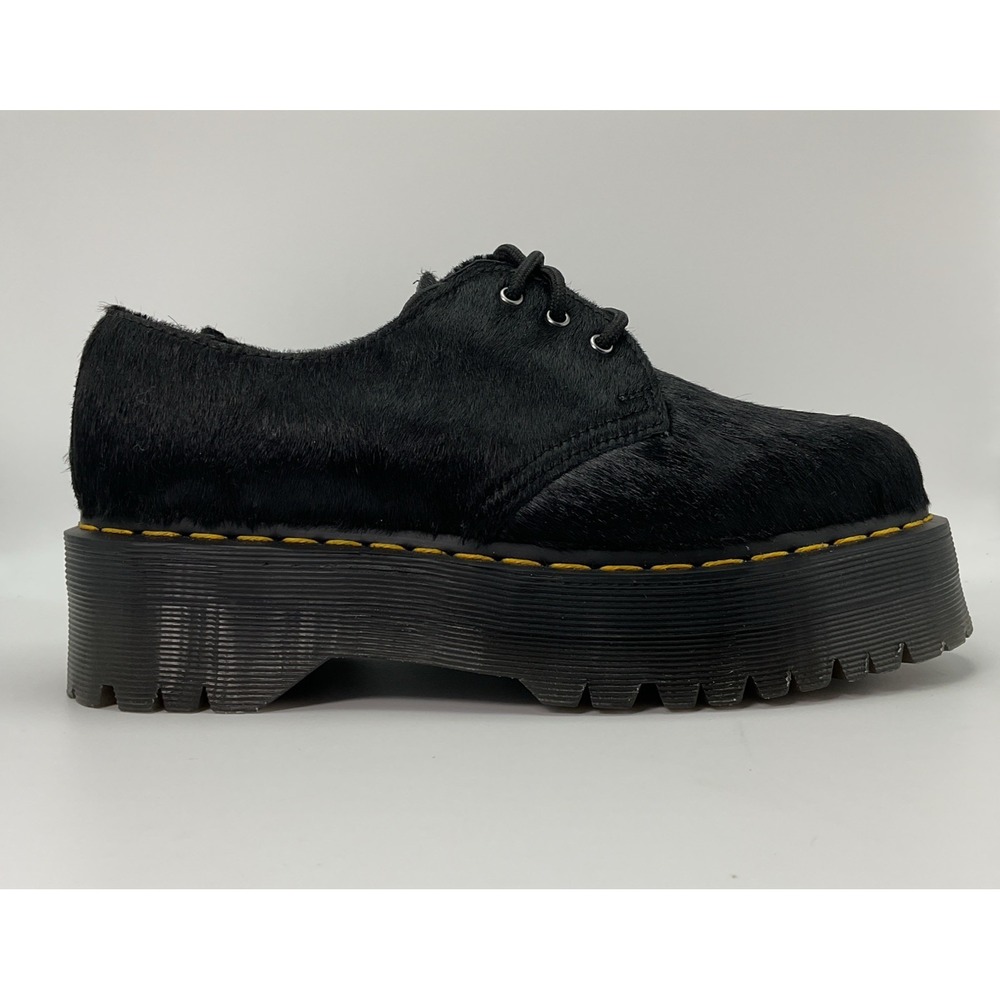 Dr Martens 1461 Quad Calf Hair Womens 8 39 Platform Shoes Black Grunge Derby